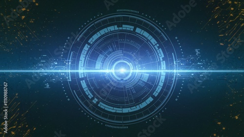 Digital Interface: A mesmerizing abstract background of glowing blue circles and lines, evoking a futuristic and technological aesthetic, perfect for representing innovation, connectivity.