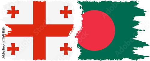 Bangladesh and Georgia grunge flags connection, vector