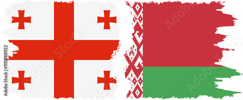Belarusian and Georgia grunge flags connection, vector