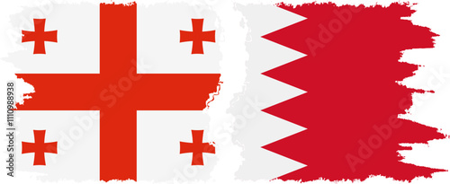 Bahrain and Georgia grunge flags connection, vector