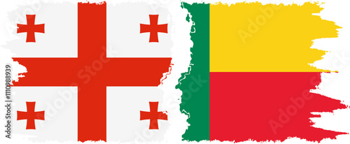 Benin and Georgia grunge flags connection, vector