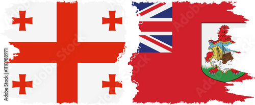 Bermuda and Georgia grunge flags connection, vector
