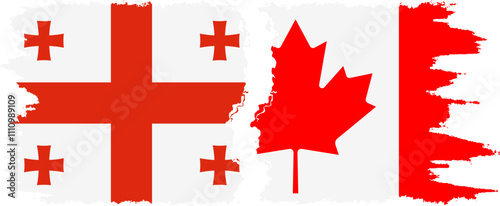Canada and Georgia grunge flags connection, vector