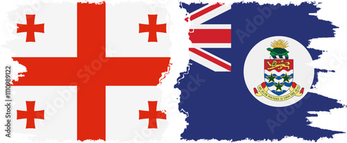 Cayman Islands and Georgia grunge flags connection, vector
