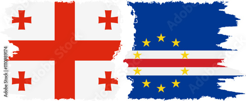 Cape Verde and Georgia grunge flags connection, vector