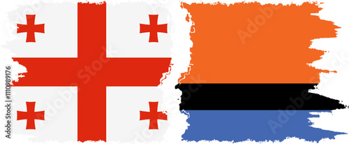 Chagos and Georgia grunge flags connection, vector