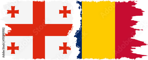 Chad and Georgia grunge flags connection, vector