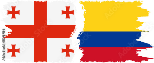 Colombia and Georgia grunge flags connection, vector