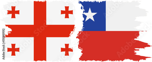 Chile and Georgia grunge flags connection, vector