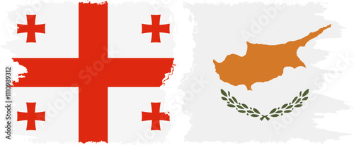 Cyprus and Georgia grunge flags connection, vector