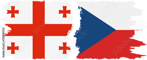 Czech and Georgia grunge flags connection, vector