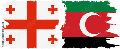 Darfur and Georgia grunge flags connection, vector
