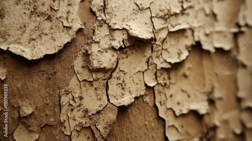 Close-up of Cracked and Peeling Paint on a Wooden Surface