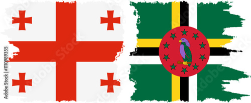 Dominica and Georgia grunge flags connection, vector