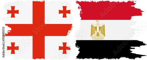 Egypt and Georgia grunge flags connection, vector