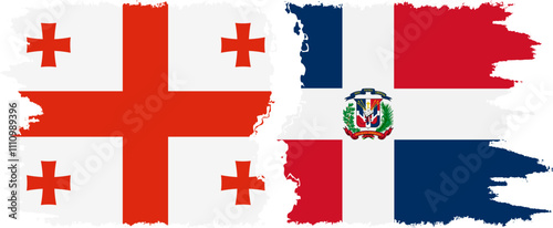 Dominican Republic and Georgia grunge flags connection, vector