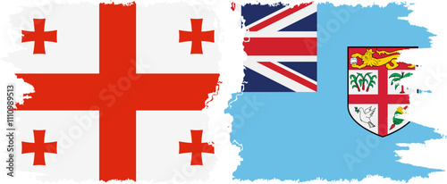 Fiji and Georgia grunge flags connection, vector