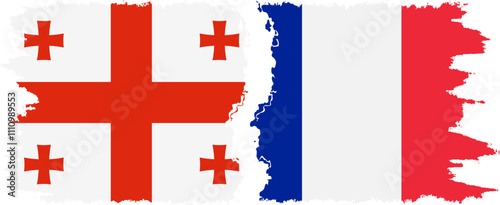 France and Georgia grunge flags connection, vector