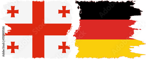 Germany and Georgia grunge flags connection, vector