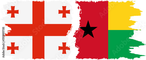 Guinea Bissau and Georgia grunge flags connection, vector