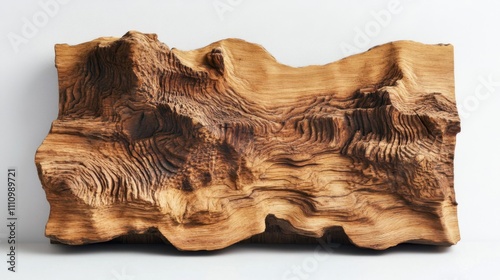 A Rough-Hewn Slab of Oak with Intricate Grain Patterns