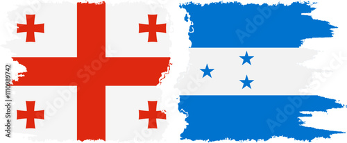 Honduras and Georgia grunge flags connection, vector