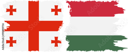 Hungary and Georgia grunge flags connection, vector