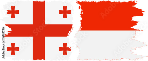 Indonesia and Georgia grunge flags connection, vector