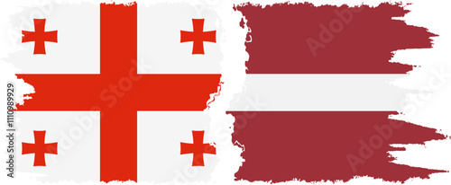 Latvia and Georgia grunge flags connection, vector