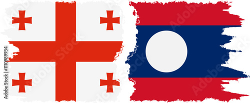 Laos and Georgia grunge flags connection, vector