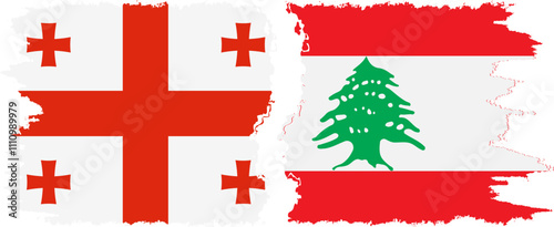 Lebanon and Georgia grunge flags connection, vector