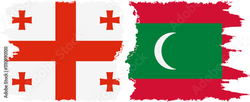 Maldives and Georgia grunge flags connection, vector