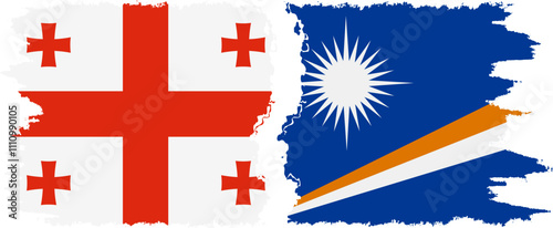 Marshall Islands and Georgia grunge flags connection, vector