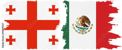 Mexico and Georgia grunge flags connection, vector