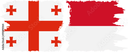Monaco and Georgia grunge flags connection, vector