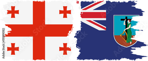 Montserrat and Georgia grunge flags connection, vector
