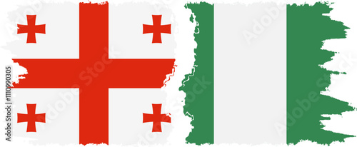 Nigeria and Georgia grunge flags connection, vector