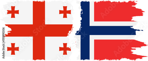 Norway and Georgia grunge flags connection, vector