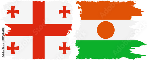 Niger and Georgia grunge flags connection, vector