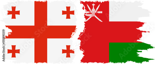 Oman and Georgia grunge flags connection, vector
