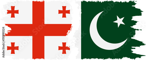 Pakistan and Georgia grunge flags connection, vector