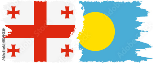 Palau and Georgia grunge flags connection, vector