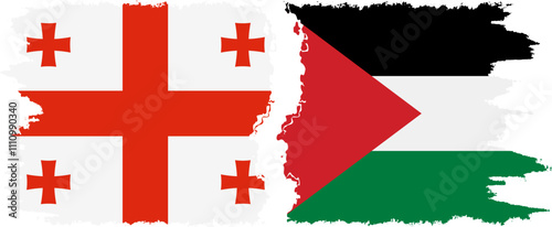 Palestine and Georgia grunge flags connection, vector