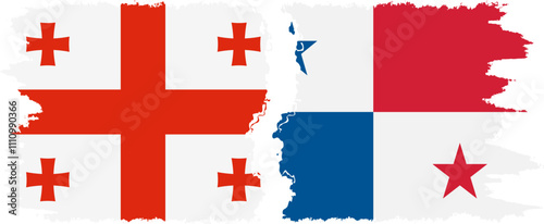 Panama and Georgia grunge flags connection, vector