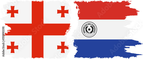 Paraguay and Georgia grunge flags connection, vector