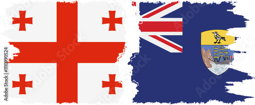 Saint Helena and Georgia grunge flags connection, vector