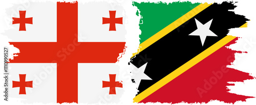 Saint Kitts and Nevis and Georgia grunge flags connection, vector