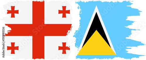 Saint Lucia and Georgia grunge flags connection, vector