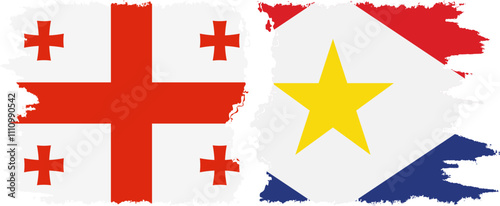 Saba and Georgia grunge flags connection, vector