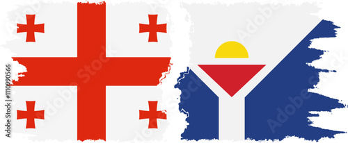 Saint Martin and Georgia grunge flags connection, vector